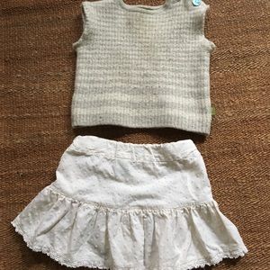 Merino wool vest, cotton skirt lot